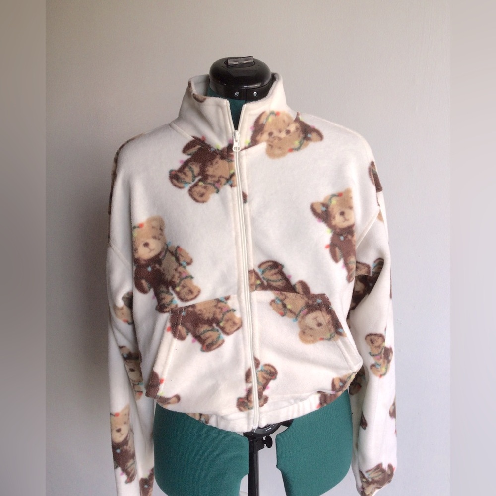 Holiday Teddy Bear Cropped Teddy Style Sweatshirt